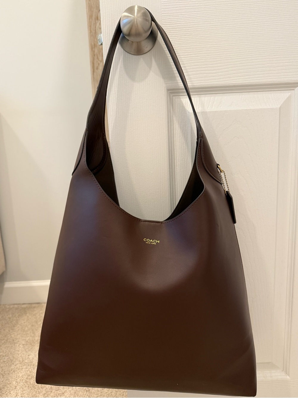 Coach Brooklyn Shoulder Bag 39 / Brass / Maple Dark Brown Leather Hobo - Picture 2 of 10